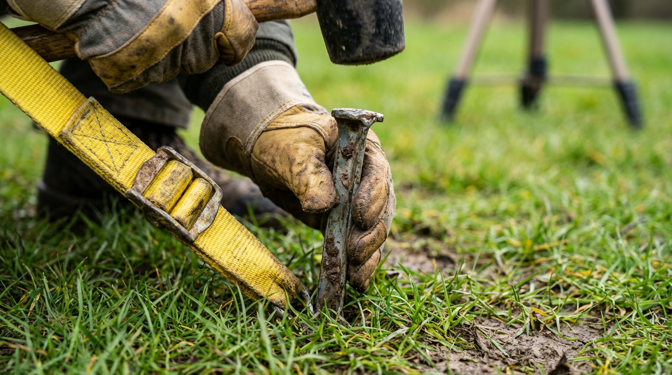 Close-up of safe anchoring system